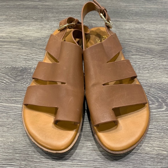 Franco Sarto Shoes - Franco Sarto Brown Leather Sandals Toe Strap 7.5